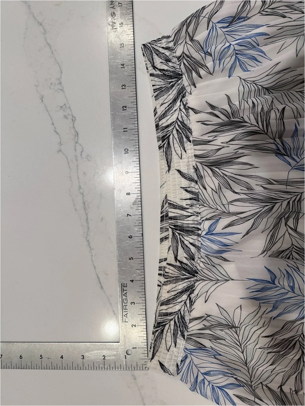 a new day White Circle Skirt with Blue & Gray Leaf Print 28” long